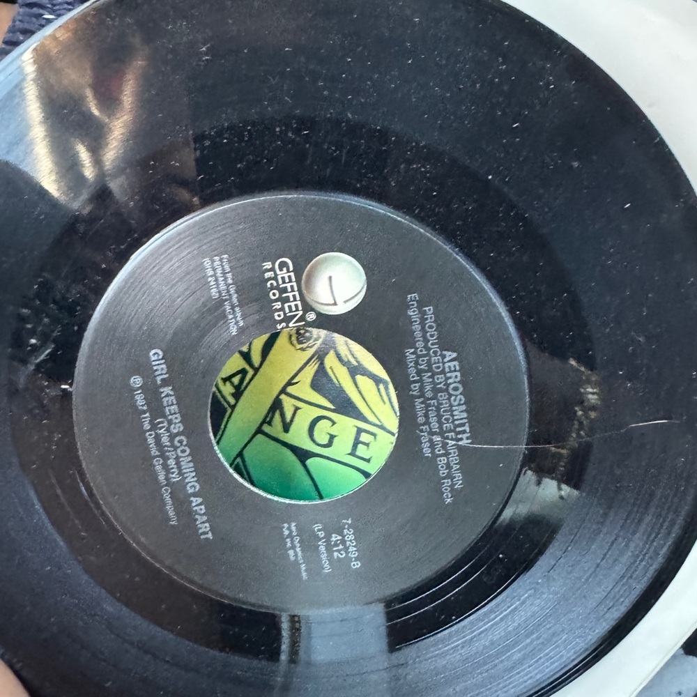 VTG 7-inch 45 RPM vinyl record single by Aerosmith, "Angel." Geffen Records